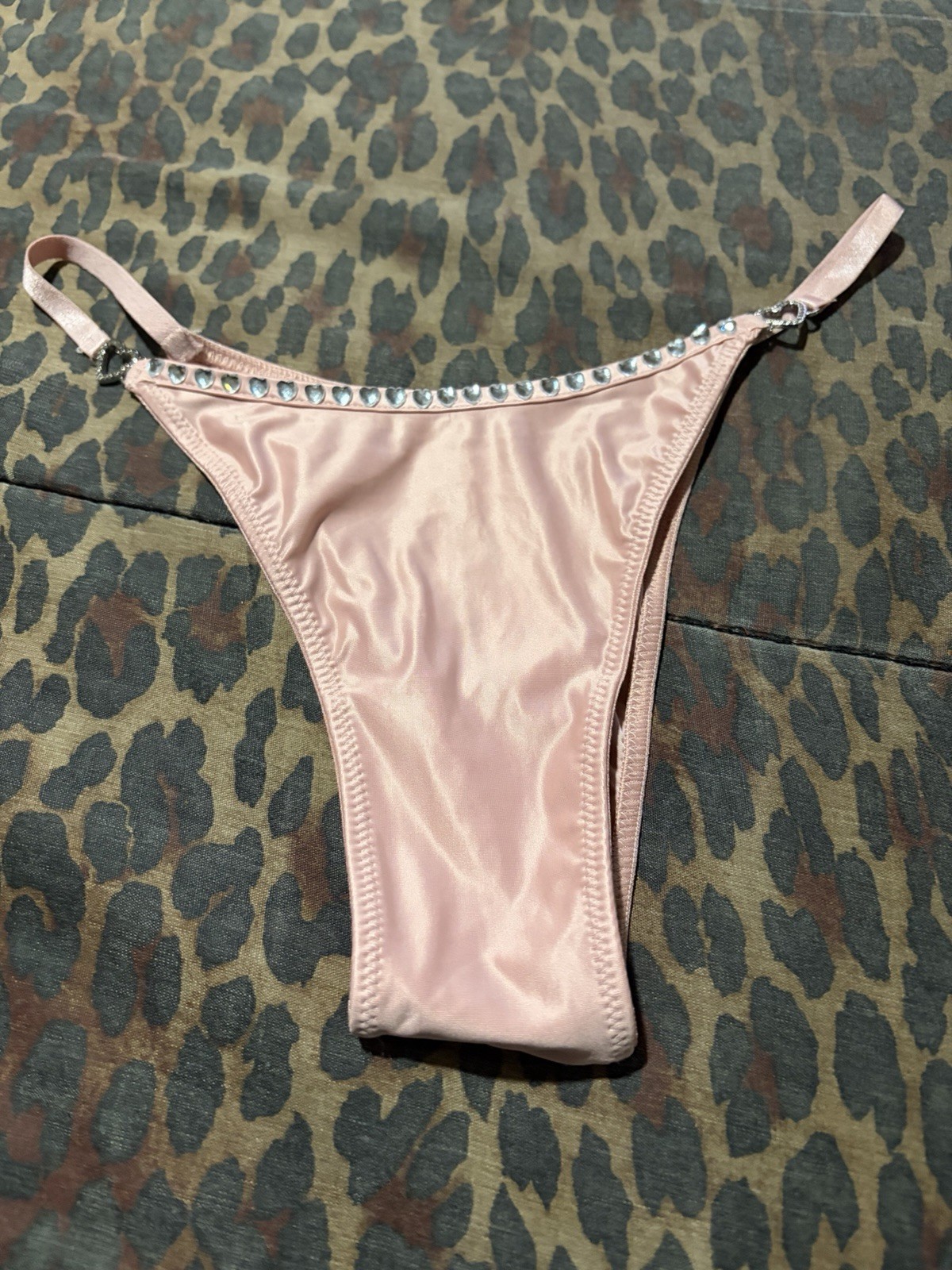 Victoria Secret Dream Angels Pink Satin Rhinestone Hearts Brazilian NWT XS/S/XL