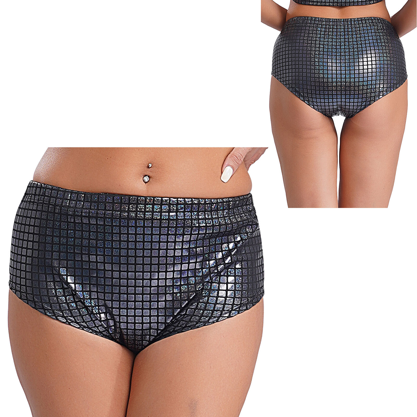 Womens Shorts Nightclub Briefs Masquerade Underwear Metallic Hot Pants Wet Look