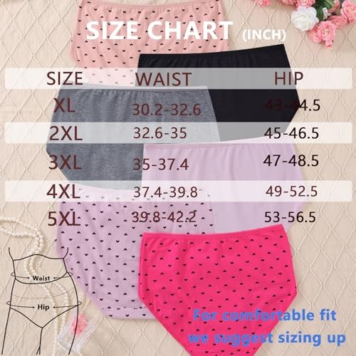 Women’s Cotton Plus Size Underwear Ladies Panties Briefs XL-5XL 5X-Large 6 Pack
