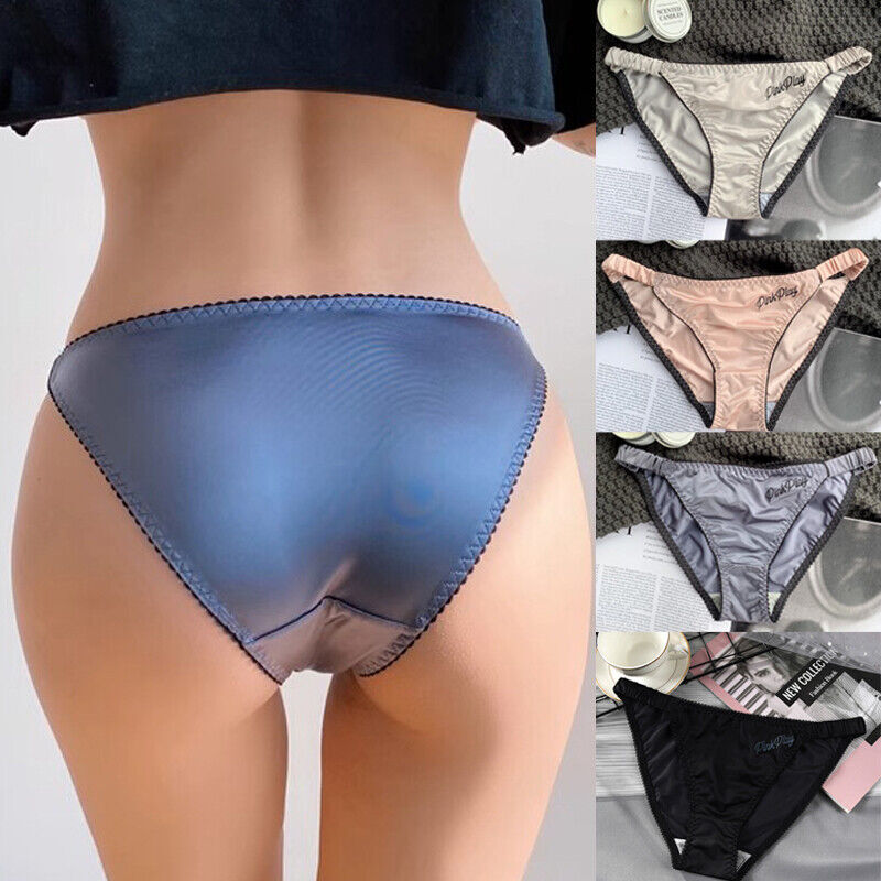 1/5 Pack Lot Womens String Bikini Panties Satin Thongs Underwear Vintage Panty