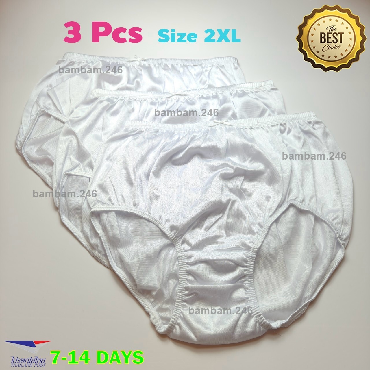 3 Pack Vintage Women Underwear High Waisted Briefs Panties White Silky Nylon Siz
