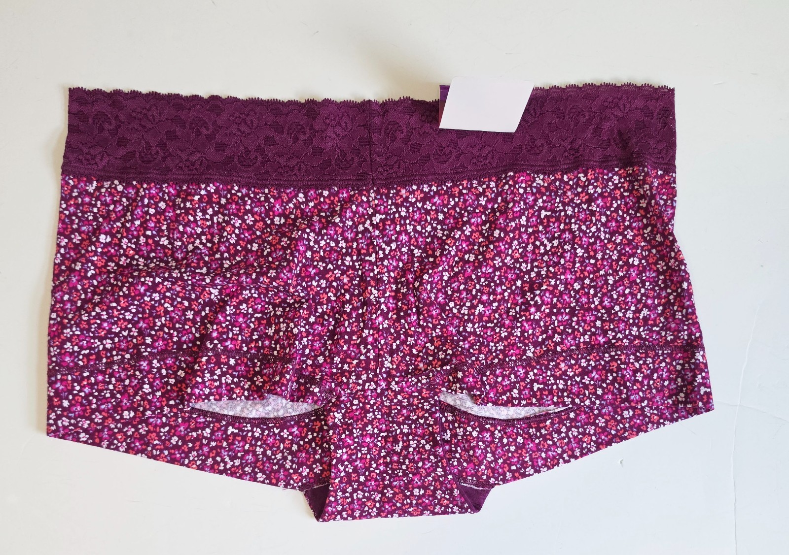 2 Maidenform Cotton Dream Lace Boyshort Underwear Autumn Orchid 40859 Sz 9/2XL