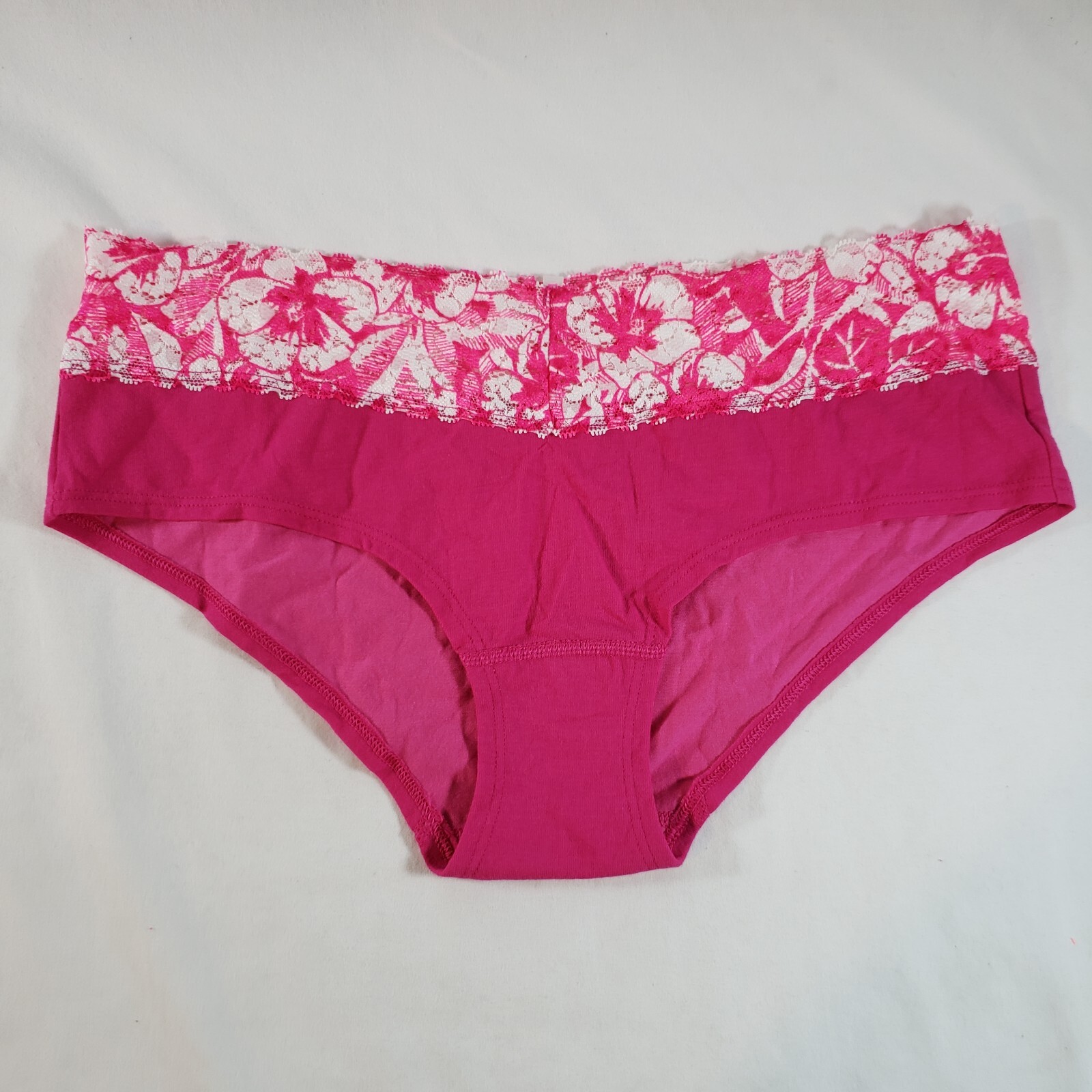 Victoria’s Secret PINK Extra Low Rise Hipster Large Hot Pink Red Floral Lace