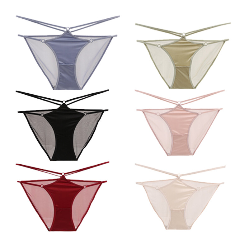 1/6 Pack Lot Women Strappy Satin Panties Vintage Lingeries Underwear Brief Thong