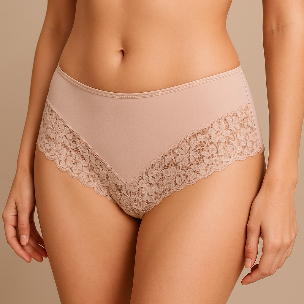 3x Womens Lace Boyshort Boyleg Full Briefs Underwear Undies in Beige