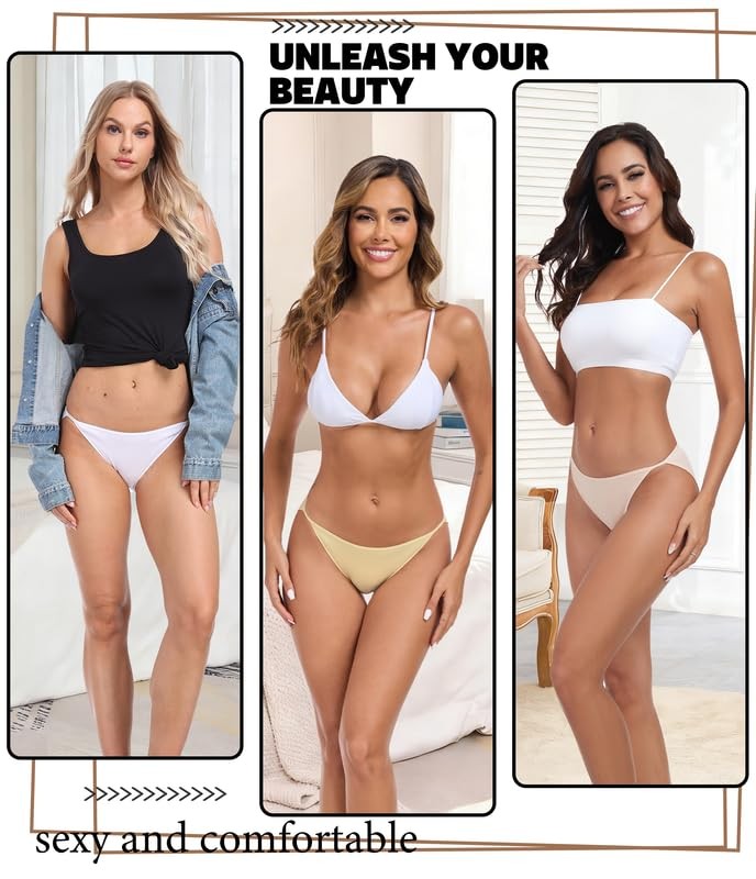 Women’s High Cut String Bikini Underwear Soft Medium 6 Pack Multicolor 6 packs
