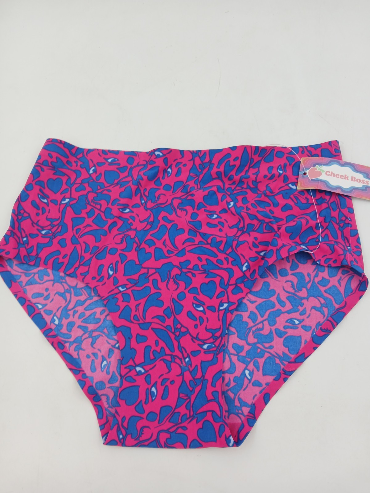 Cheek Boss High Waisted Underwear Womens Large Pink Blue Panther Print Stretchy