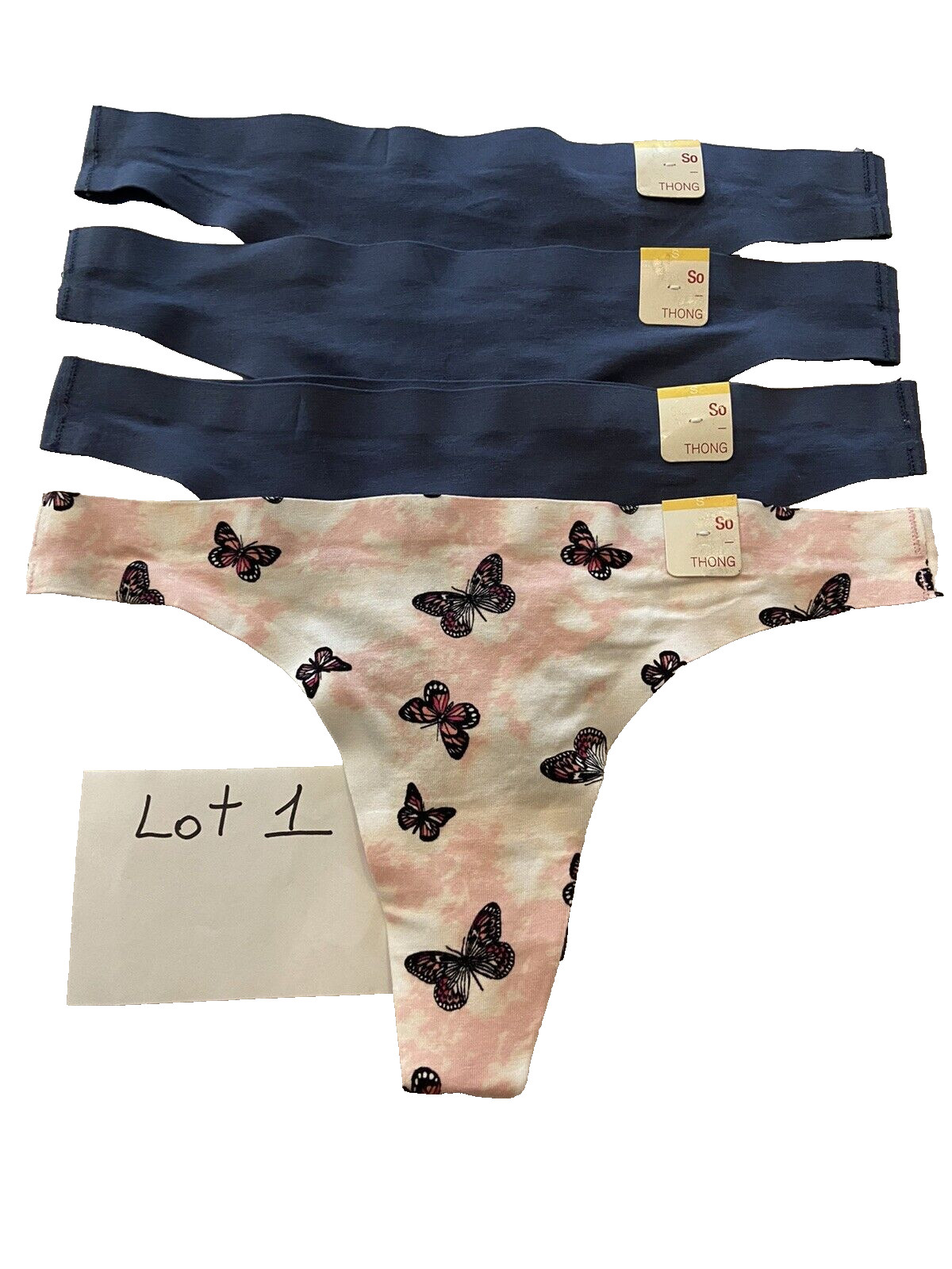 Lot #1 of 4 pc.Juniors’ SO Bonded Cotton Thong Panty SO83-005 Multi Color Sz.S