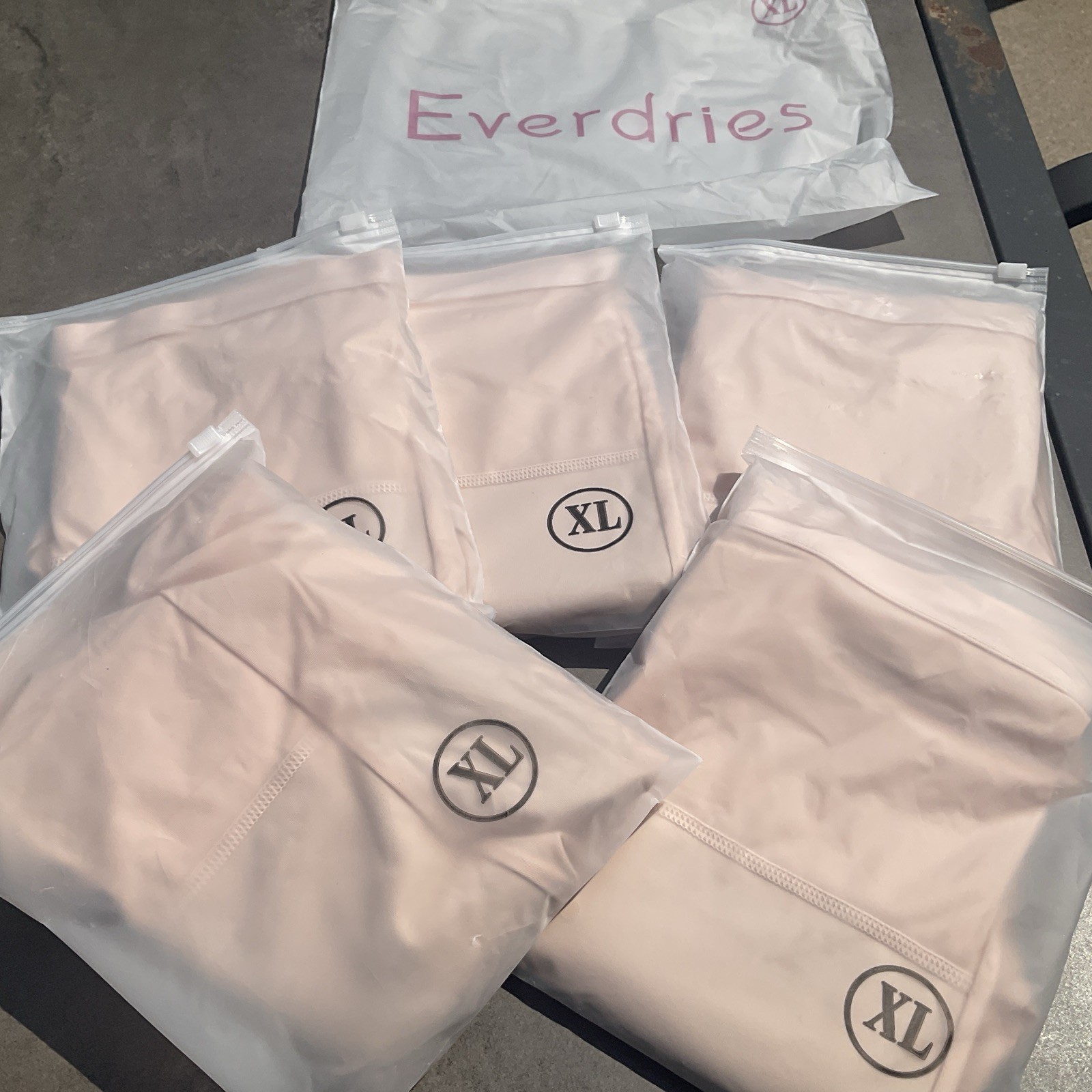 Everdries Women Leakproof Boy Shorts 5 Pair Beige Size XL, heavier absorbency