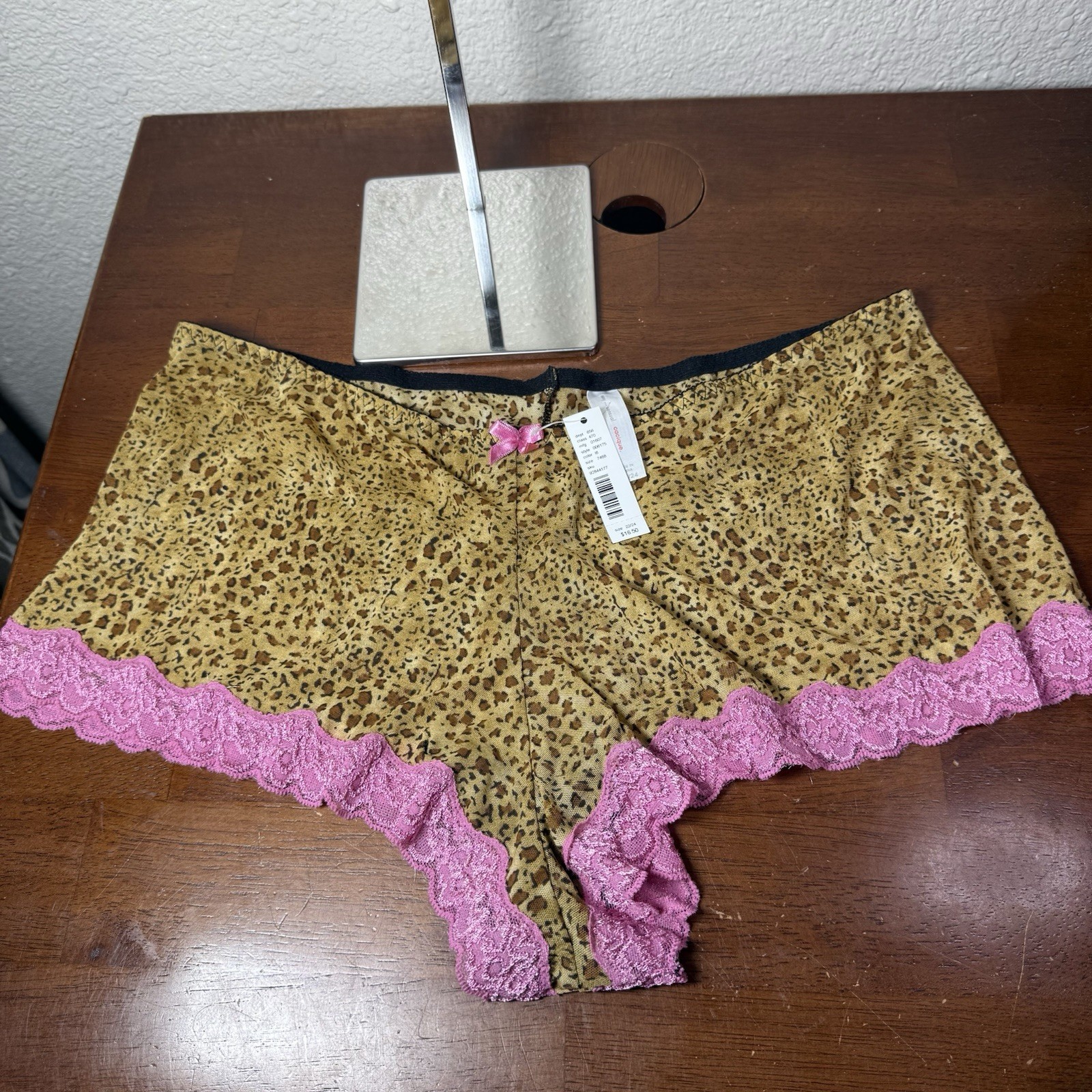 Cacique Animal Print Boyshort Panty Pink Lace Trim New W/ Tags 22/24 Cheeky