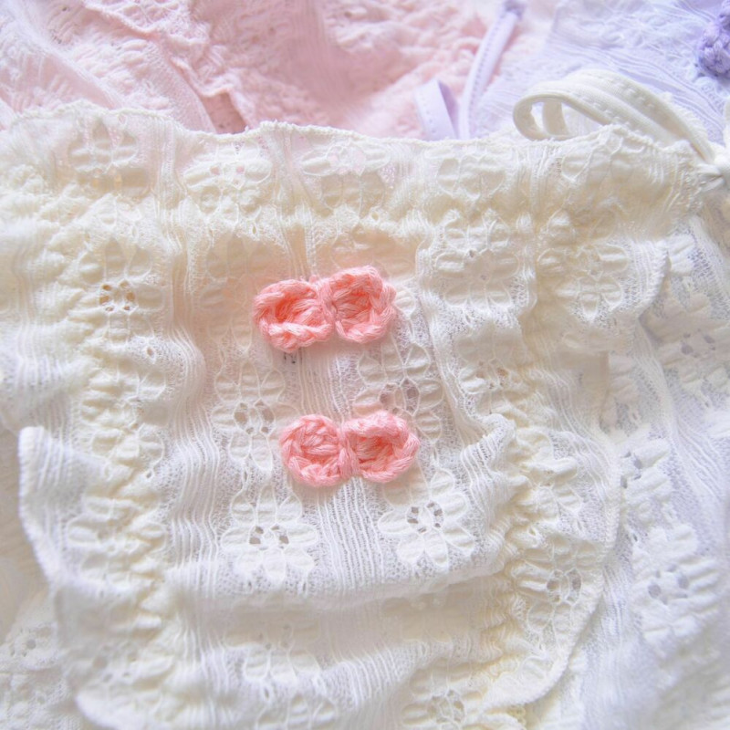 3pcs Womens Panties Ruffle Frilly Panties Bow Deco Straps Side Tie Panty Korean