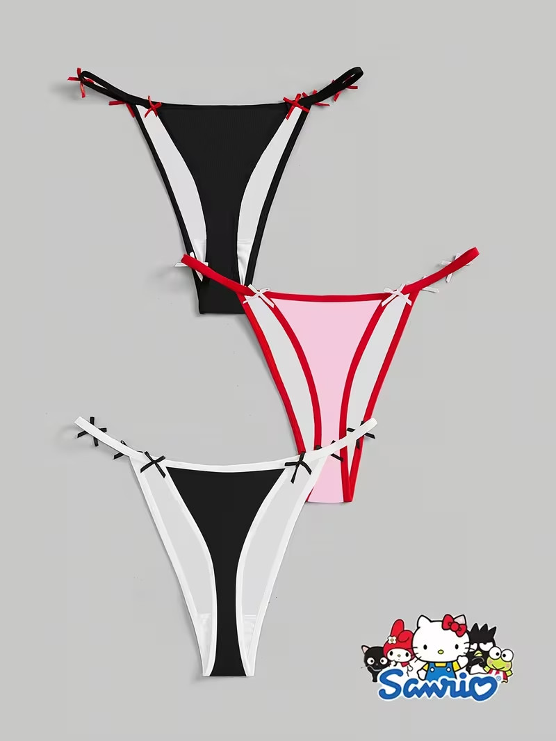 Sanrio Hello Kitty Pink Cute Cartoon Kawaii G-String Thong Panties – Pack of 3