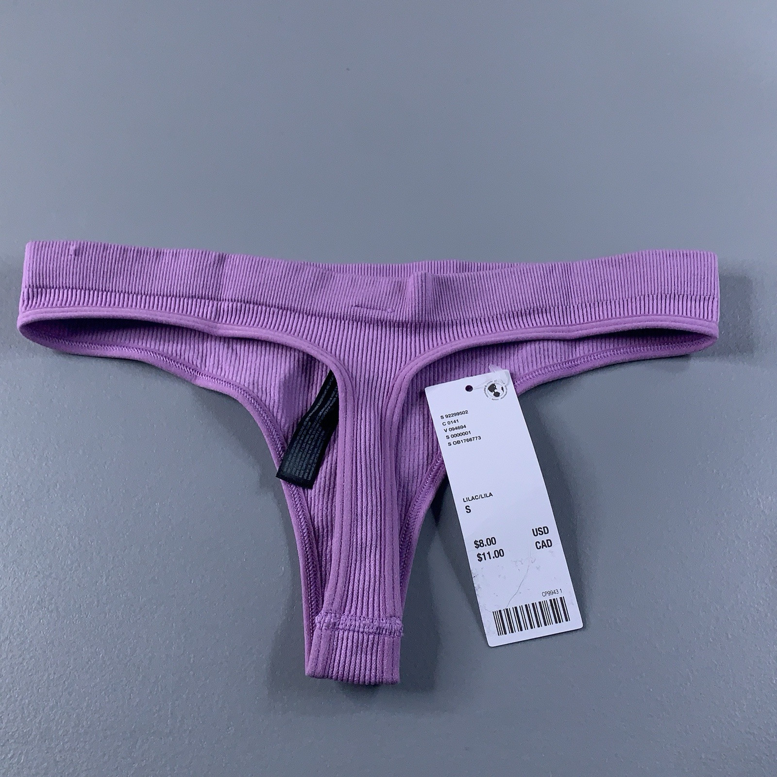 Out From Under Womens Size Small Lilac Rib Knit Thong Panty NWT