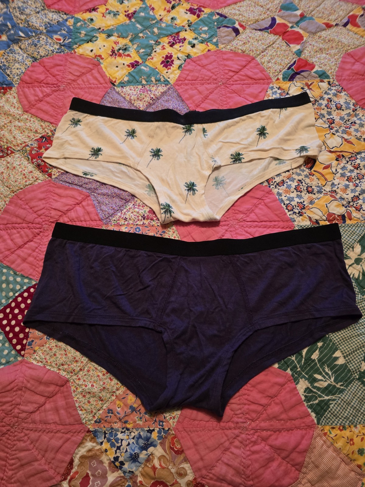 MeUndies Ultra Modal Cheeky Briefs – 1 Purple, 1 Beige W/Palm Trees 🌴