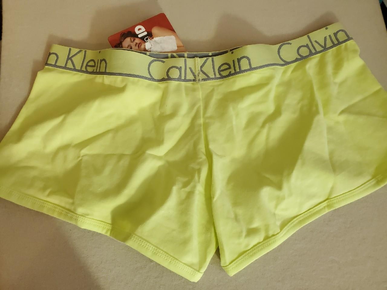 NWT CALVIN KLEIN ID COTTON BOYSHORT PANTIES QF1760 702 LOGO WAISTBAND CITRUS L