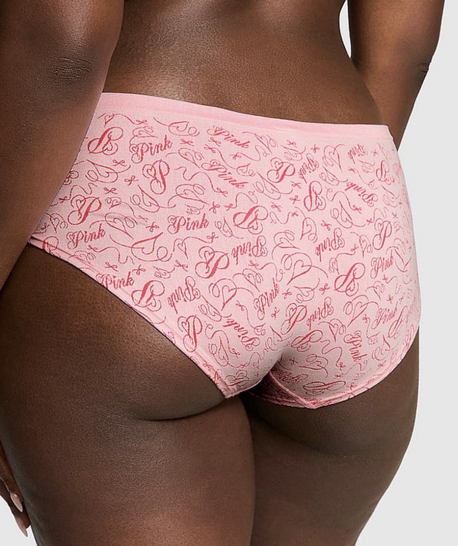 NWT VICTORIAS SECRET PINK XL RED HEART SEAMLESS HIPHUGGER PANTIES LOGO SCRIPT VS