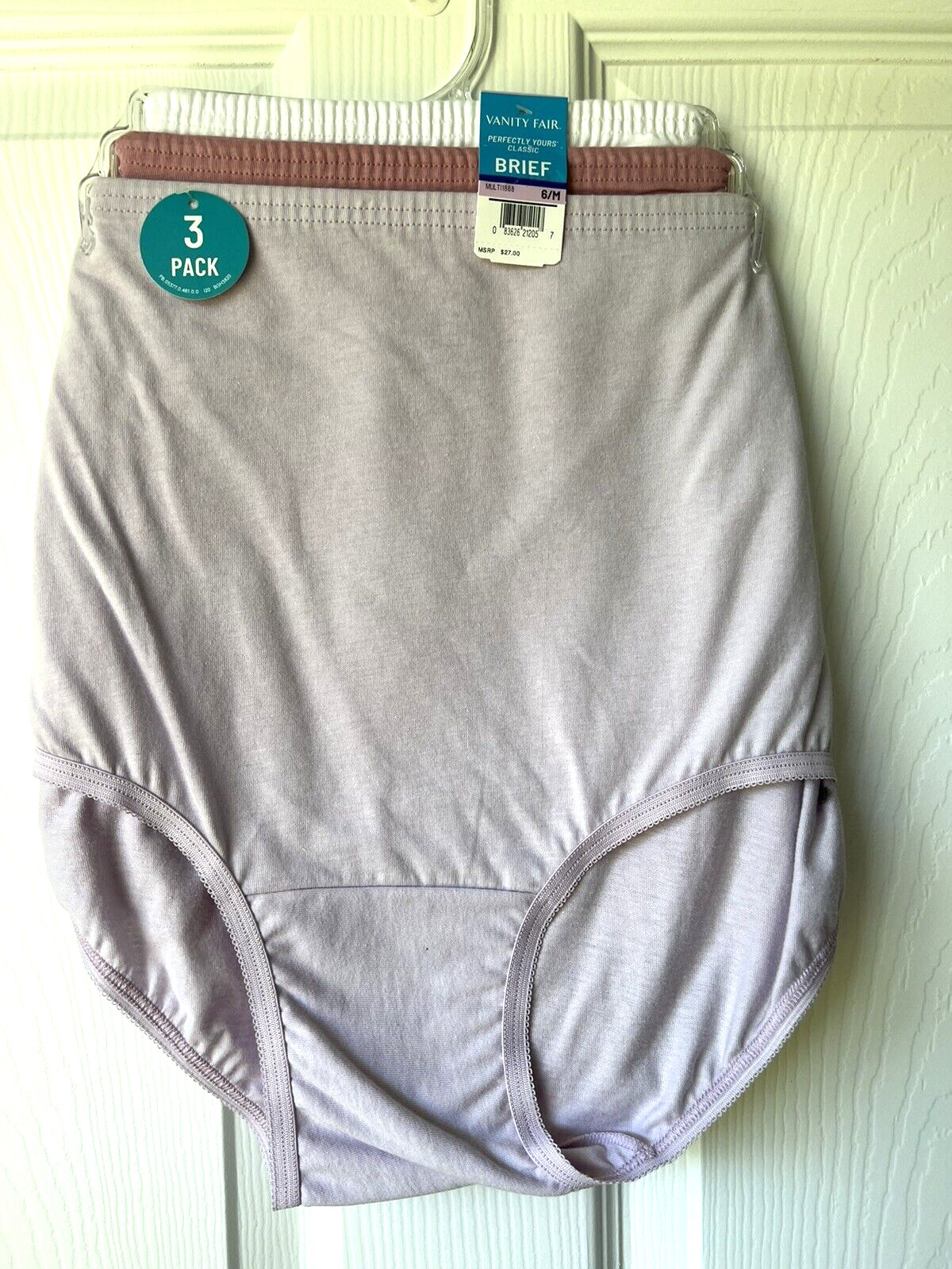 NEW Vanity Fair 3 Pairs Perfectly Yours Classic Cotton Brief 6/M Mixed Lot 15320