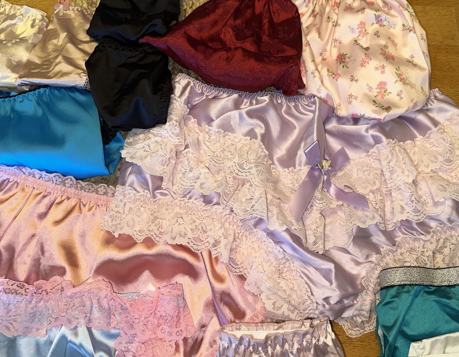 20 Lot XL NEW Sissy Panties Glossy Satin Lacy Buttery Briefs Knickers Bloomers