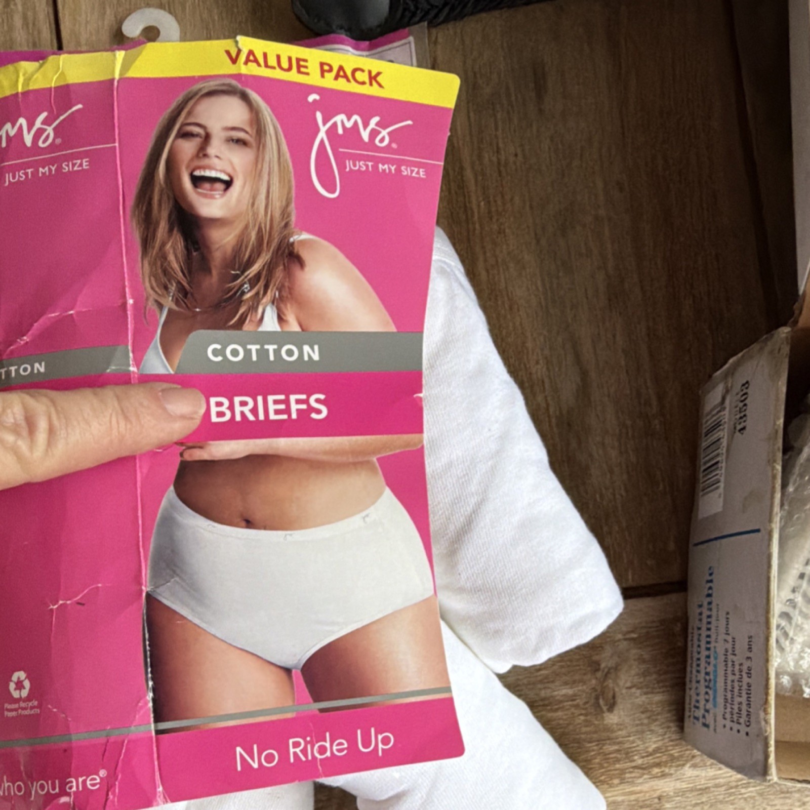 JMS Just My Size Cotton Brief Panties 5 Pack White Plus Size 14/16 No Ride Up