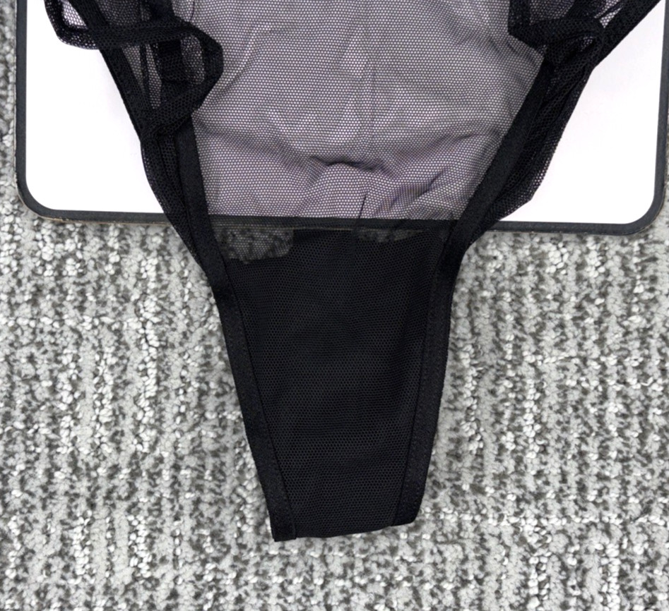 Victoria’s Secret Very Sexy NWT XXL Black Jingle Bell Mesh Ruffle Thong Panty