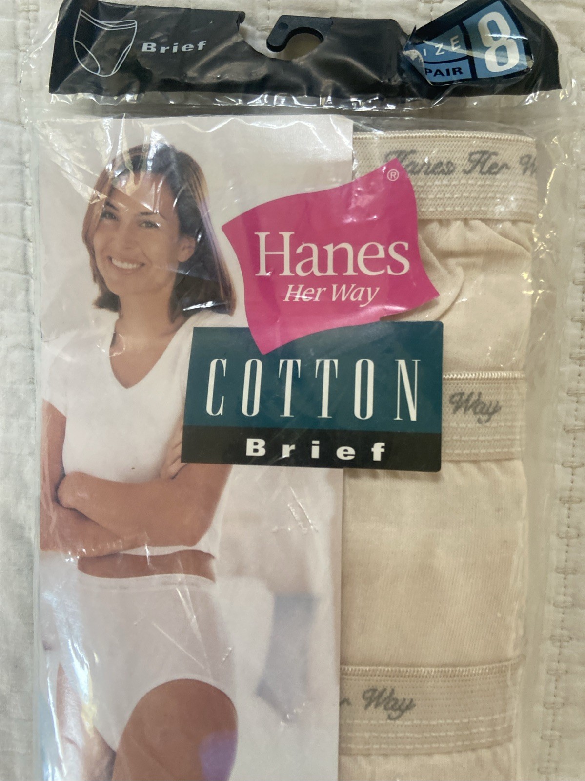 New Vintage 1999 Hanes Her Way 100% Cotton Briefs 3 Pack Size 8 Beige