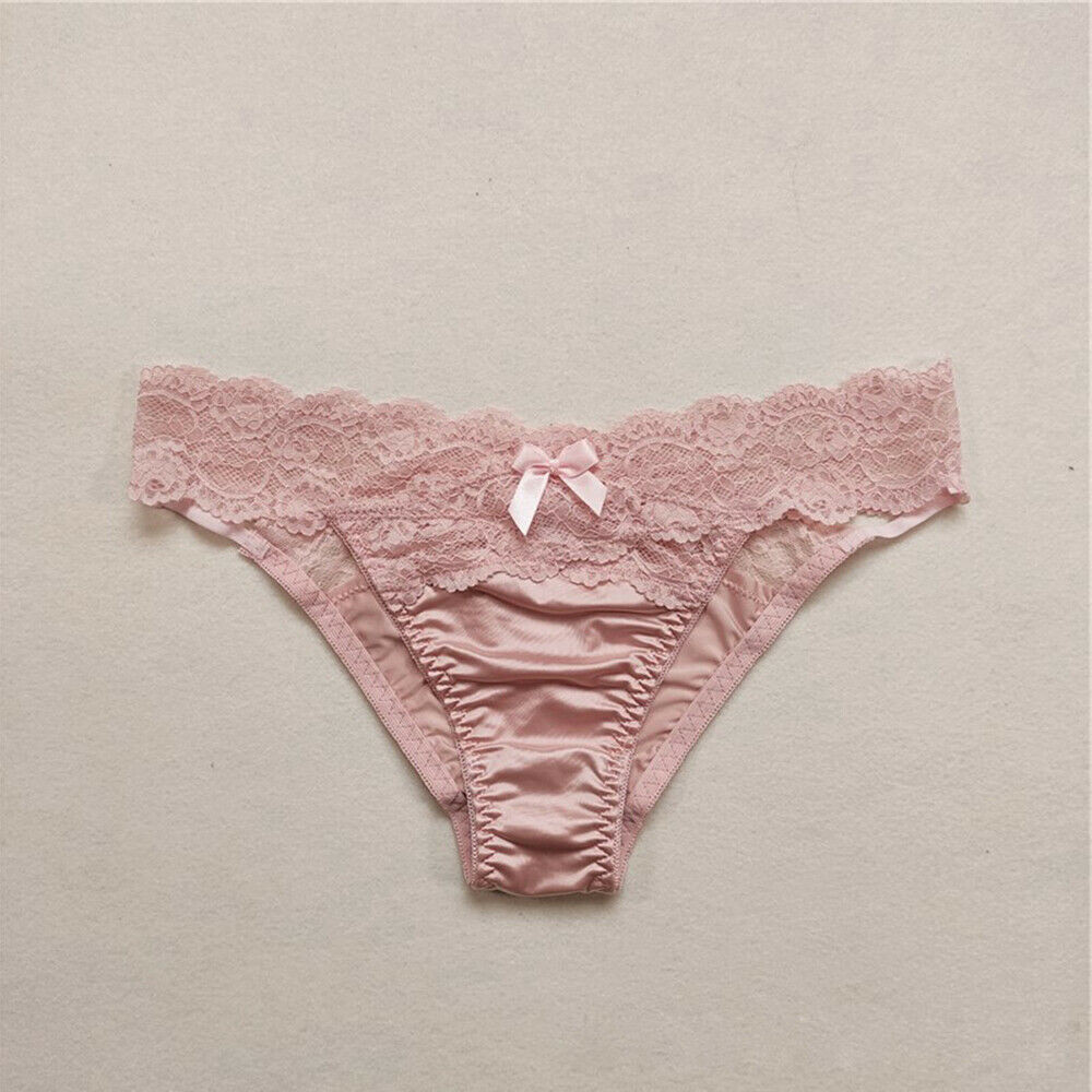 Yoga Low Waist Smooth Women Satin Underpants Fitness Shorts Lace Briefs Panties