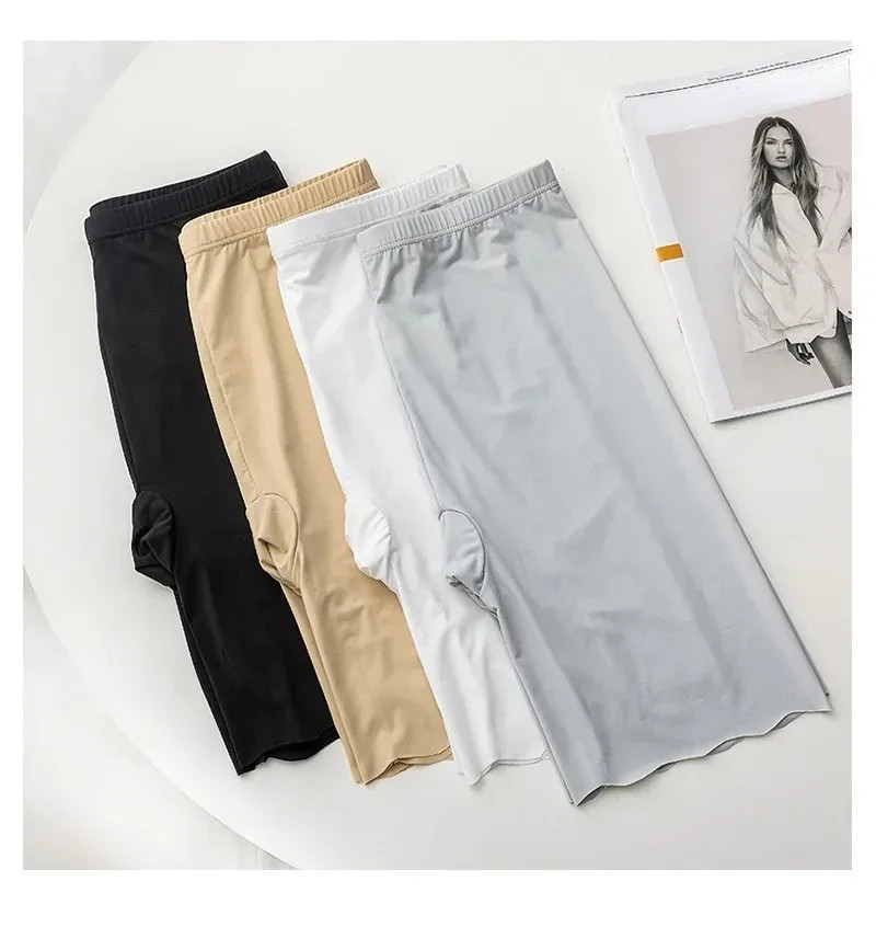 Seamless Ice Silk Safety Shorts High Waist Boxers Panties Anti Rub Thigh Pants