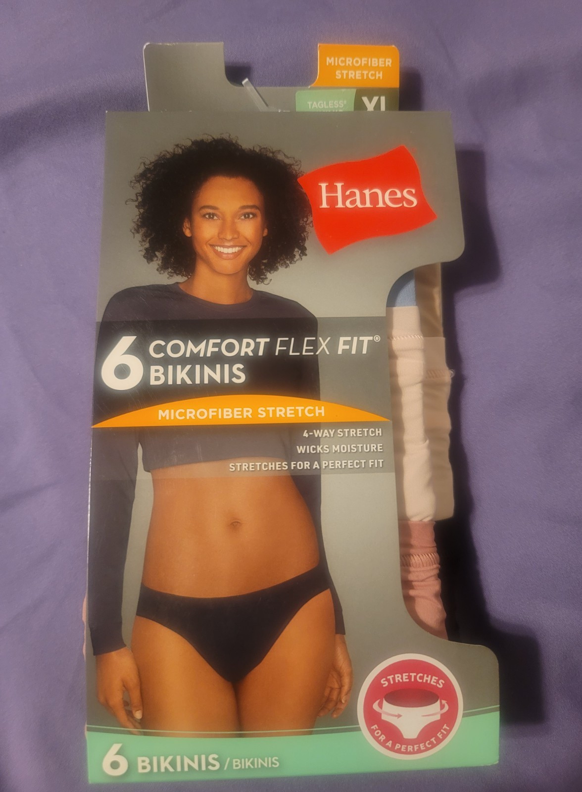 HANES Comfort Flex Fit 6 Pack Microfiber Bikini Panties Women’s XL Multicolor