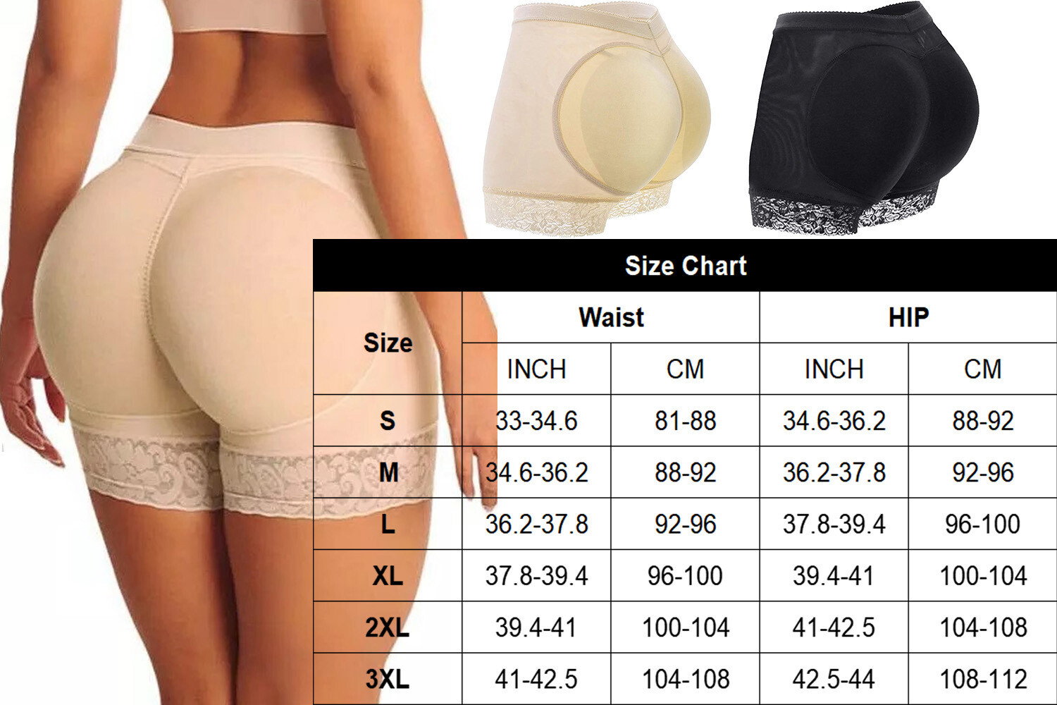 Women Padded Butt Lift Hip Enhancer Underwear Booty Shorts Shaper Tummy Control
