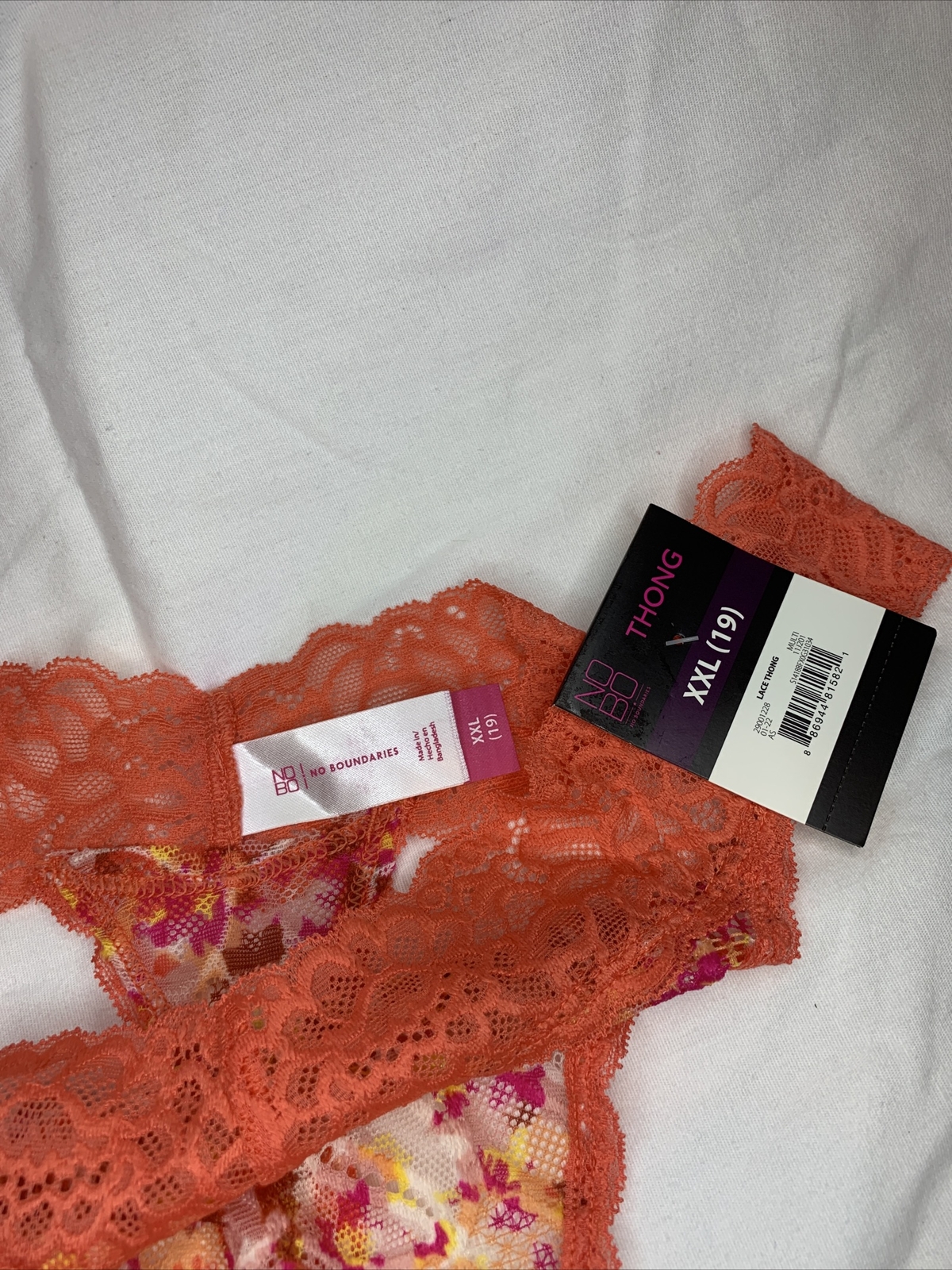 No Boundaries Lace Thong Panties Size XXL (19) Orange Multicolor Design