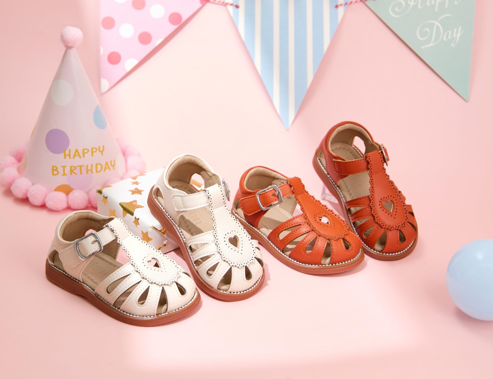 Kolan Little Girl’s Closed Toe Summer Princess Flat Flower Sandals Brown Sand…