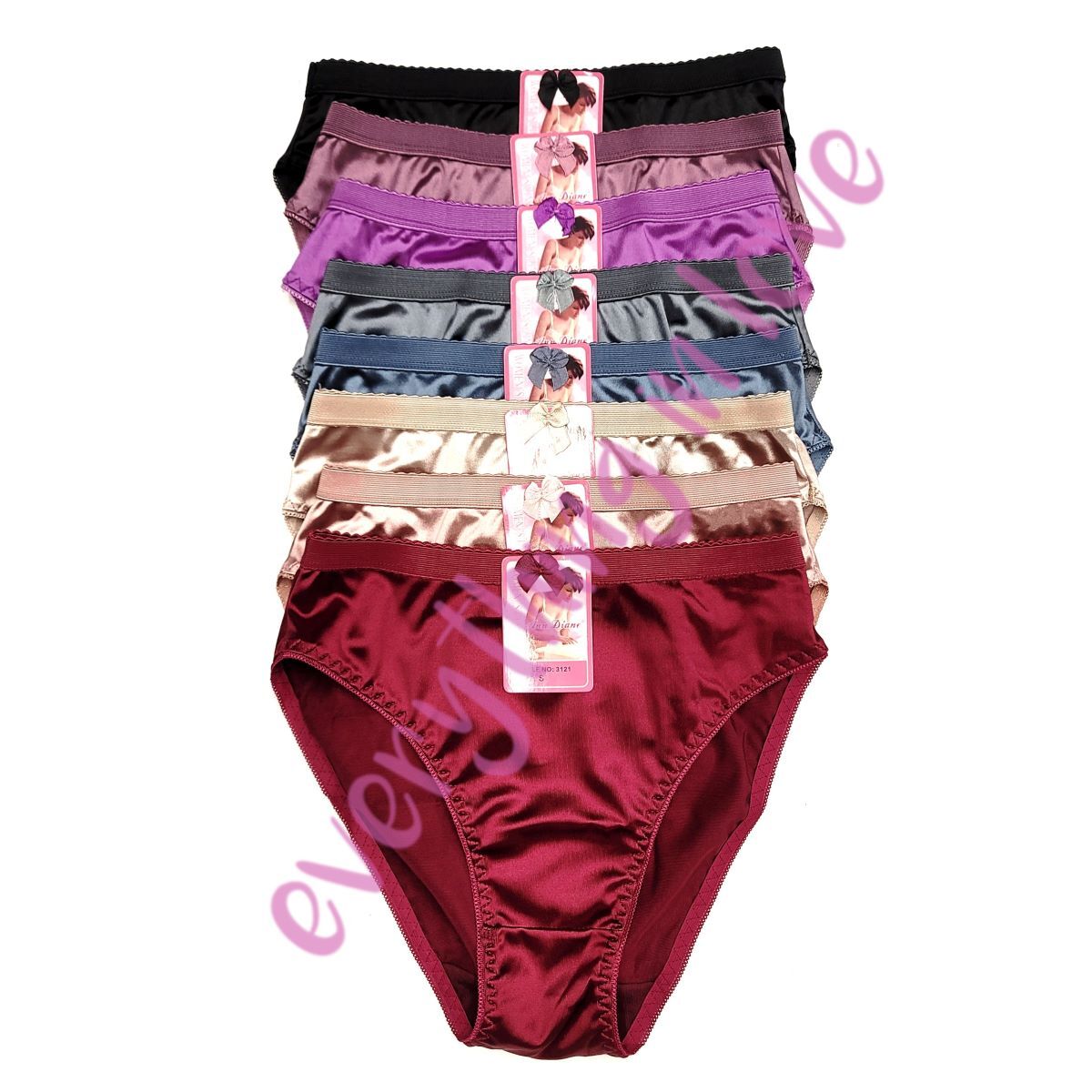 6 Pack Women’s Satin Bikini Panties High Cut Full Coverage Shiny Silky Underwear