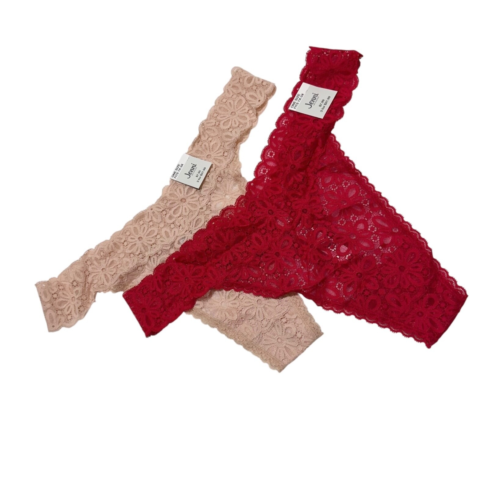 Jenni Intimates Womens Chai Red Plus Size Fits 1X-3X One Size (2) Pairs ~ NWT