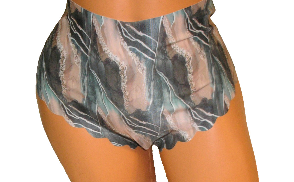 Panties Lingerie Blues & Browns Color Print Thong XXL Adult Gift