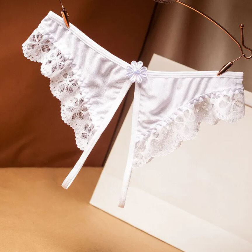 Womens Panties Lace Floral Crotchless Thongs Underwear Lingerie G-String Briefs