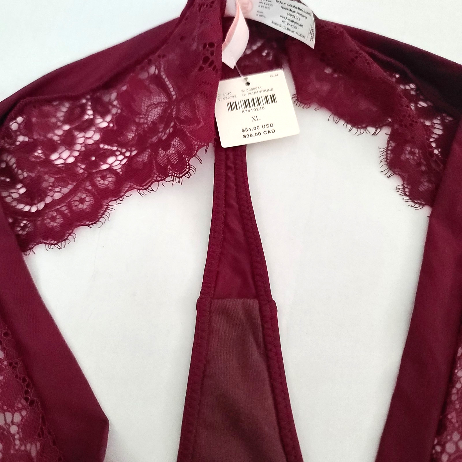 Anthropologie Livenza Lace Thong Panty Maroon Extra Large Low Rise Sexy NWT