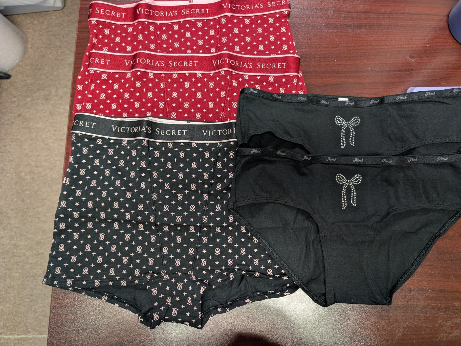 Victoria’s Secret Panty Lot Of 5 Misc Boyshort Hiphugger Red Black S NWT