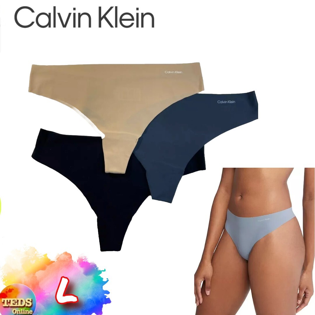 NWOT 3-Pack Calvin Klein Women’s L Women’s Invisibles Thong Underwear QD3558