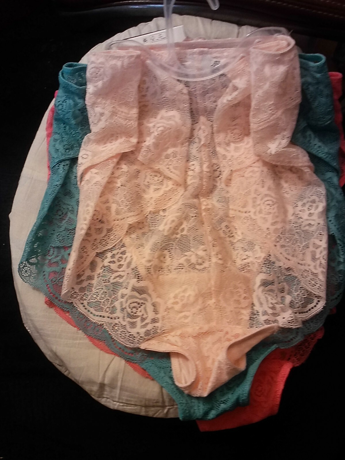 3 PR. SECRET TREASURES INTIMATES~SHEER LACE NYLON BIKINI PANTIES~SZ 10~BRIGHTS