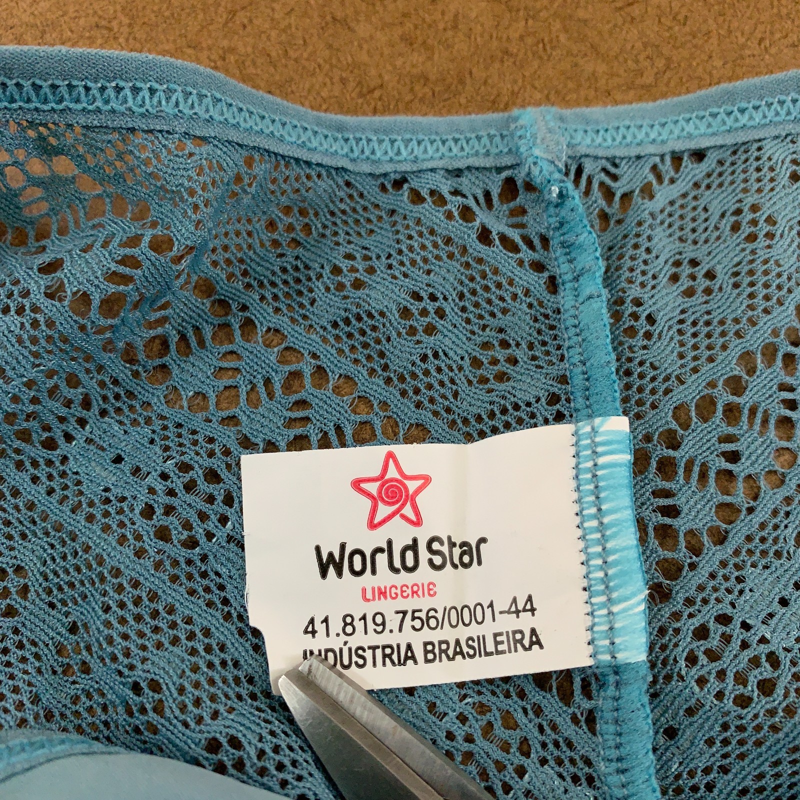 World Star Lingerie Womens Size Medium Teal Lace Back Cheeky Panty NWT