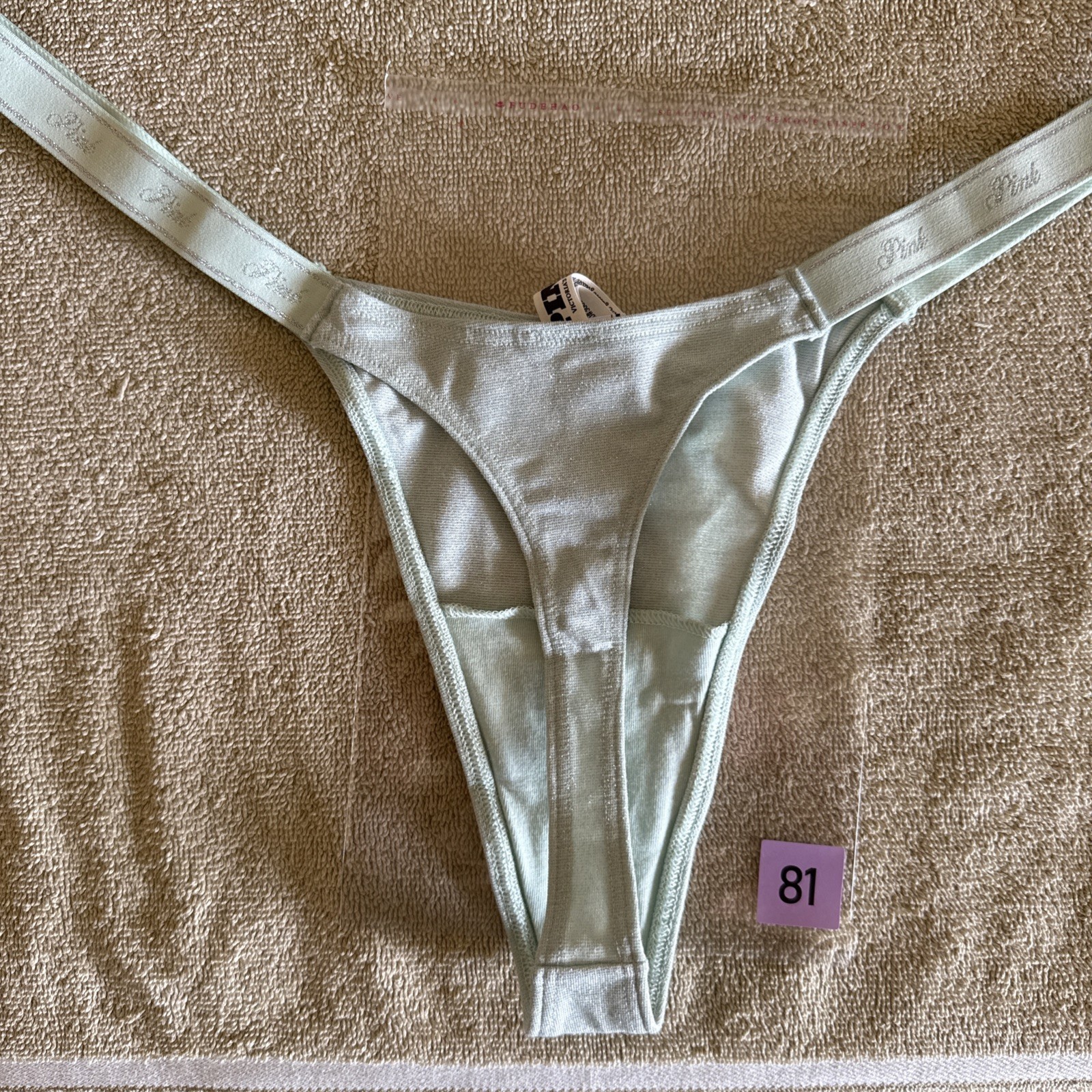 Pink By Victoria’s Secret Xxl Mint Green Sparkle Logo Thong Panties