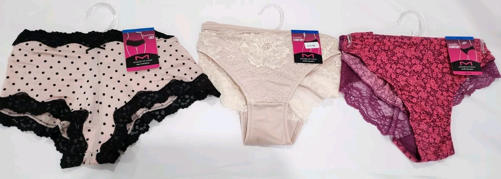 NEW Bali 3 Pair Tanga & Hipster Styles – XL/8 Multicolor Womens Underwear – NWT