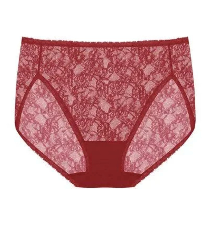 Natori One Size (S-XL) Bliss Allure Lace French Cut Brief Panty 772303 Red -NWT-