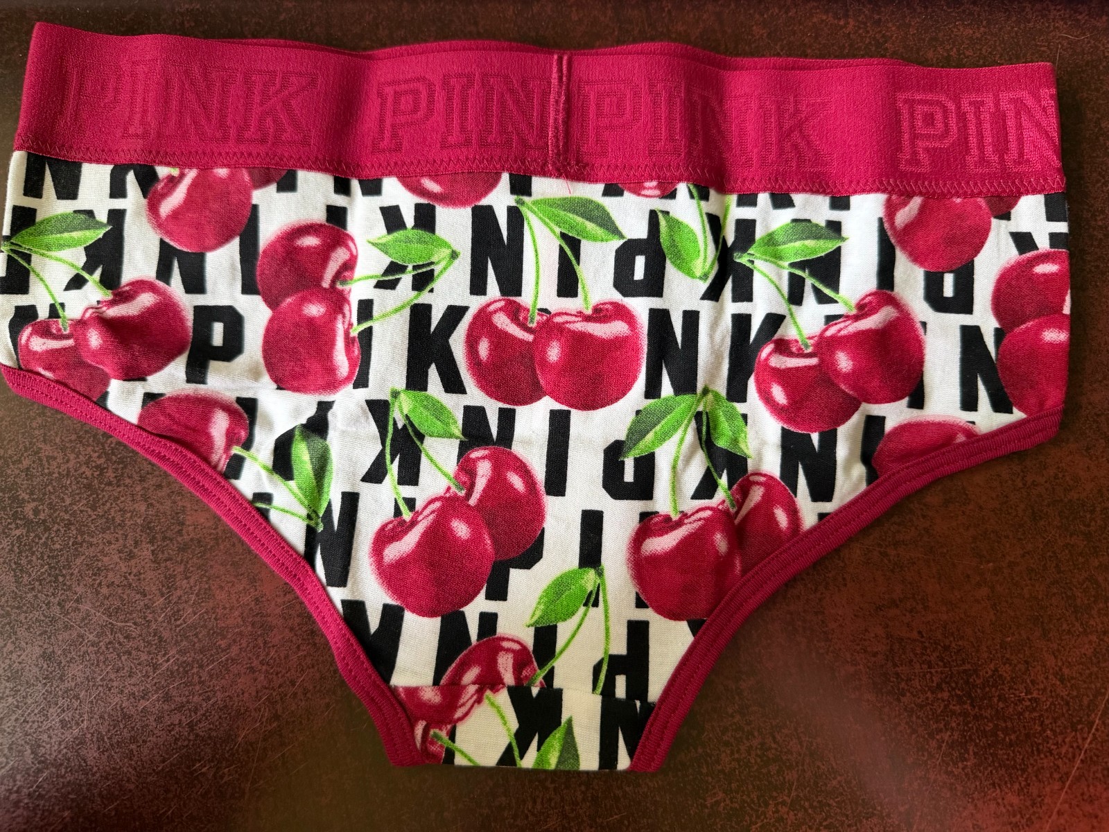 Victoria’s Secret PINK Cherry Print Bikini Panties Waistband VTG Rare XS/S/M/L