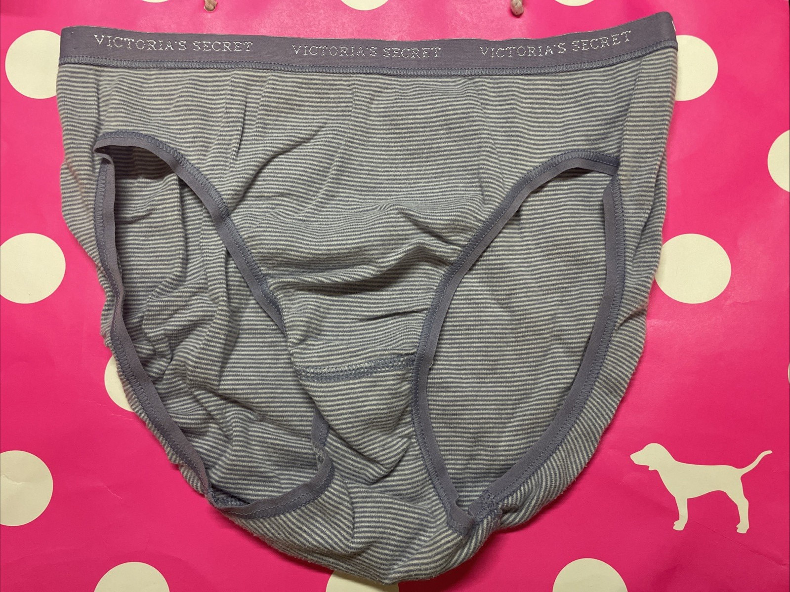 Y2K Vintage Victoria Secret Cotton Signature Logo Waist High Leg Brief Panties M
