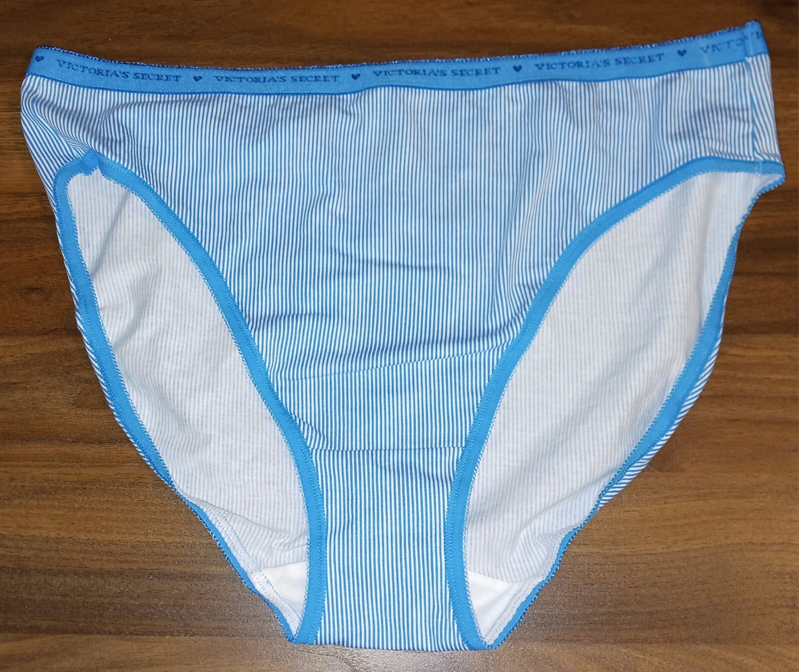 Size Large High-Leg Brief Victoria’s Secret Signature Waistband Blue Striped New
