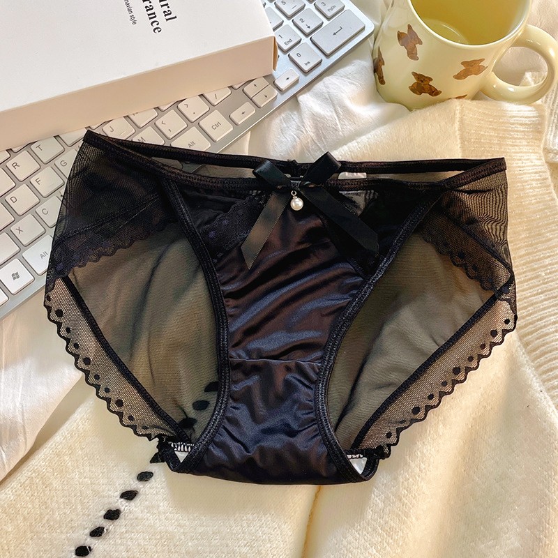 5 Pack Lot Sexy Womens Sheer Satin Panties Underwear Low Rise Bikini Ligneries