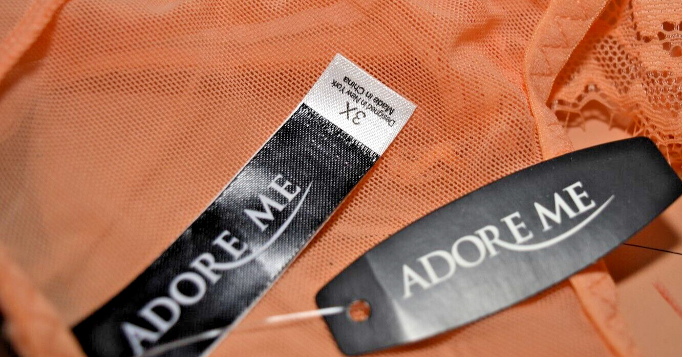 NWT Adore Me Apricot Lace Thong Large Satin Bow Details Panty 3X 3XL