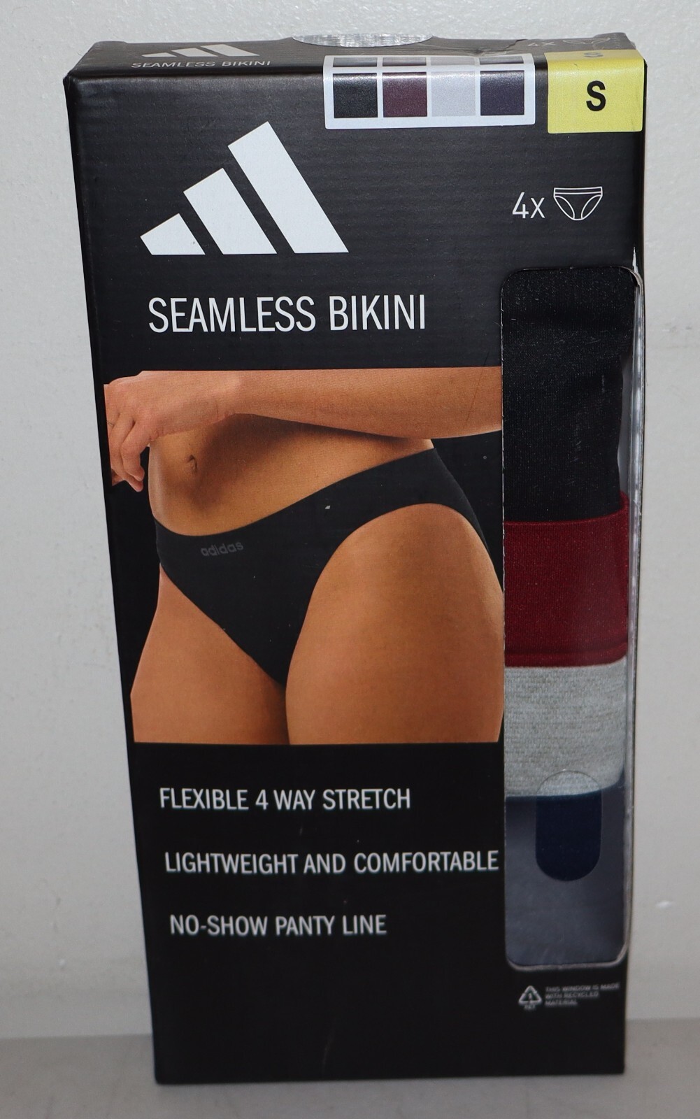Women’s Adidas 4 Pack Multicolor Seamless Bikini Underwear Size Small