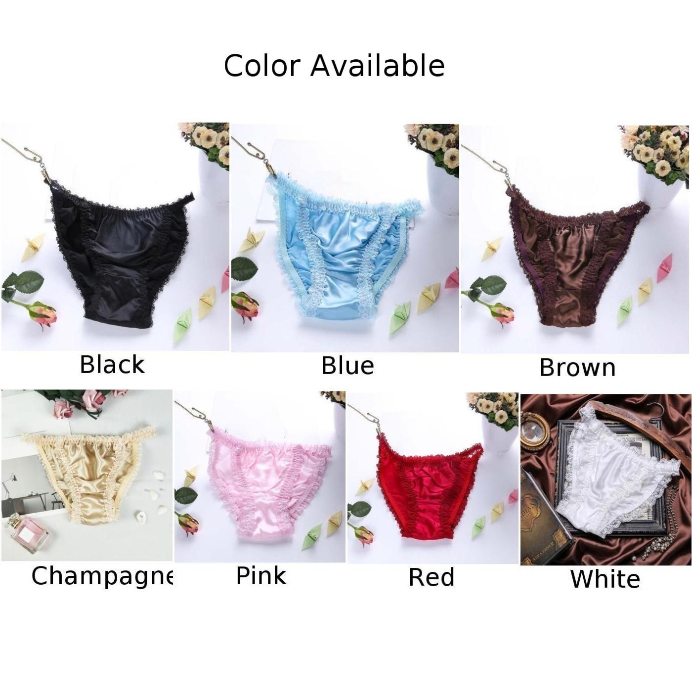 Women’s Silk String Bikini Underwear Available in Multiple Colors and Sizes!